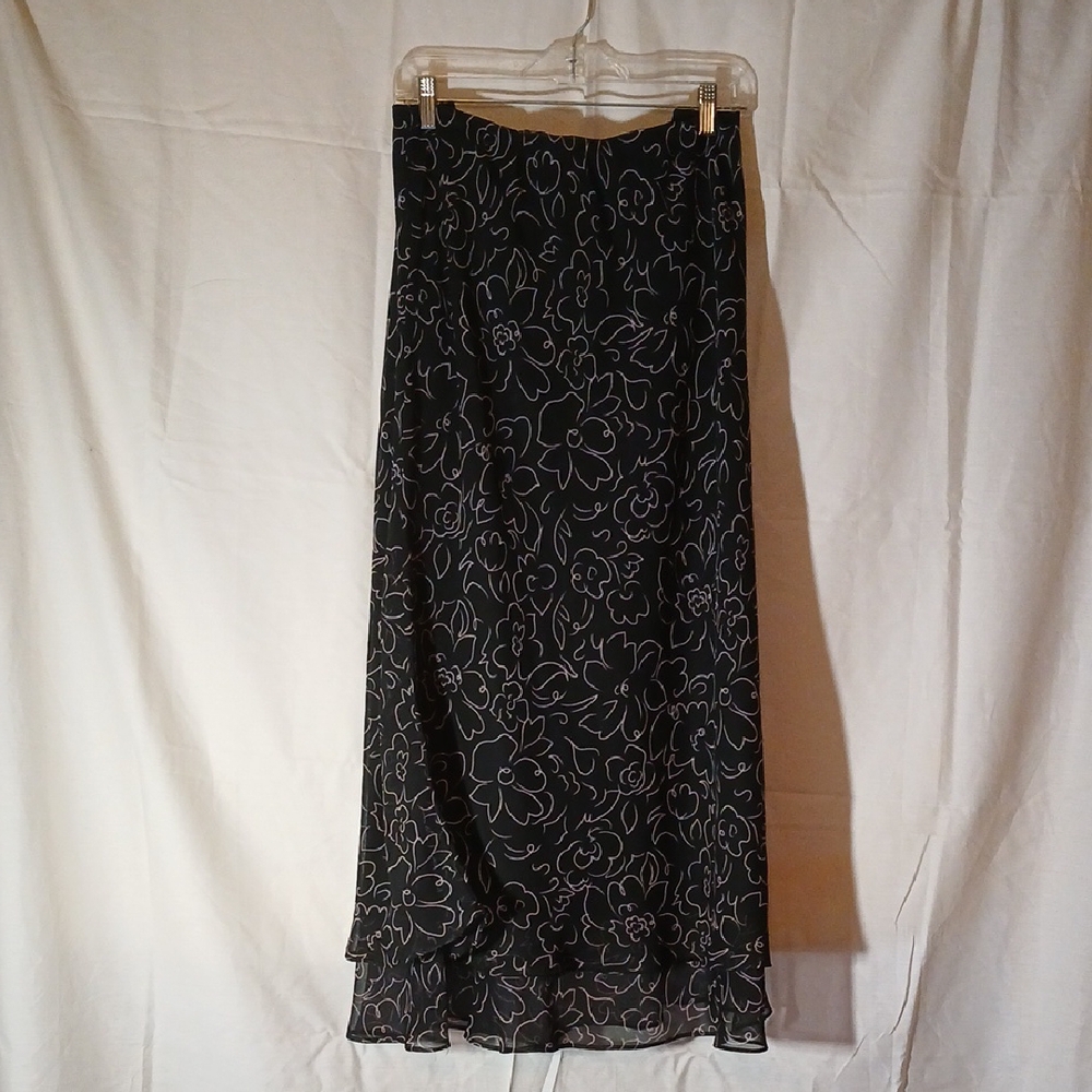 Floral Black Skirt